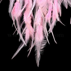 Iron Woven Web/Net with Feather Pendant Decorations&nbsp;LS-AJEW-P097-02