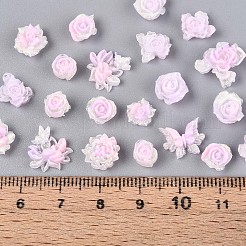 光るフラワー樹脂カボション  ジュエリー作りのための  グリッターパウダー付き  暗闇で光る  ピンク  6~12x6~12x2.5~6mm  2500~3000のPCについて&nbsp;CRES-T025-10C