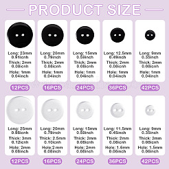 服装デザイン用2つ穴フラットラウンドレジン縫い付け用ボタン  ミックスカラー  9~25x2~3mm  穴：1~2mm  260個/セット&nbsp;BUTT-TA0001-62