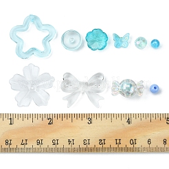 DIYジュエリー作りの発見キット  フラワー＆ラウンド＆フラットラウンド＆キャンディーガラス＆アクリル＆プラスチックビーズを含む  バタフライグラスチャーム  ライトスカイブルー  6~30x6~30.5x3~11.5mm  穴：0.8~2mm&nbsp;DIY-FS0002-92