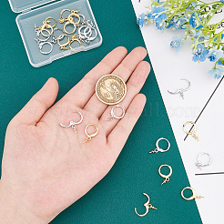 12 Pairs 2 Colors Brass Huggie Hoop Earring Findings&nbsp;KK-FH0003-13
