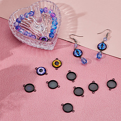 40Pcs Stainless Steel Cabochon Connector Settings&nbsp;STAS-BBC0006-78B