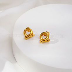 女性用304ステンレススチールスタッドピアス  ツイスト  18KGP本金メッキ  10x10mm&nbsp;MG2495