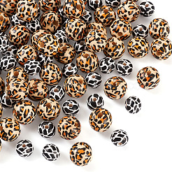 100Pcs 2 Patterns Printed Natural Wooden Beads&nbsp;WOOD-BY0001-01
