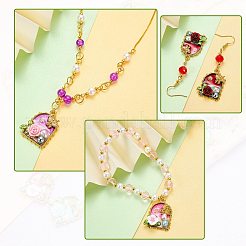 合金エナメルチャーム  模造パールと  花のチャーム付きアーチ  ゴールドカラー  パープル  29x23x8mm  穴：1.8mm  5pc&nbsp;FIND-SZ0019-25A