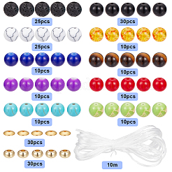 DIY DIY Natural & Synthetic Mixed Gemstone Round Beaded Stretch Bracelet Making Kit&nbsp;DIY-SC0024-65