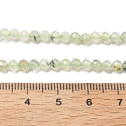 天然プレナイトビーズ連  多面カット  ラウンド  3mm  穴：0.5mm  約127個/連  14.96''（38センチメートル）&nbsp;G-RM241221-B11