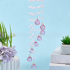 Flower Round Glass Beads Tassel Hanging Suncatchers for Window Garden Outdoor Decoration&nbsp;HJEW-WH20020-007B