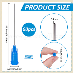 304ステンレススチール接着剤ディスペンサー針  ディープスカイブルー  5.55x0.75cm  内径：0.4のCM  穴：0.04のCM  60pc&nbsp;FIND-FG0005-06A-01