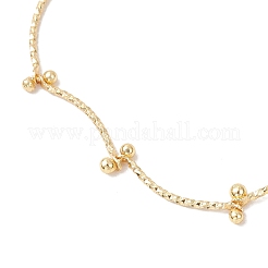 Brass Curved Bar Link Chains with Round Ball Charm Chain Bracelets&nbsp;BJEW-JB12187