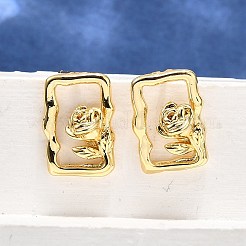 Brass Stud Earrings&nbsp;LS-EJEW-G432-01G