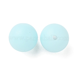 明るい丸い食品グレードのシリコーンビーズ  ライトスカイブルー  15x14.5mm  穴：2mm&nbsp;SIL-TAC0007-04B