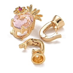 Brass Micro Pave Cubic Zirconia Fold Over Clasps&nbsp;KK-U037-26G-03