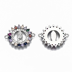 Brass Micro Pave Colorful Cubic Zirconia Links Connectors&nbsp;KK-S061-42P-NR