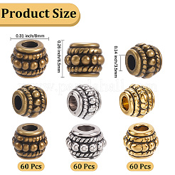 180Pcs 3 Styles Tibetan Alloy Beads&nbsp;TIBE-PA0001-01