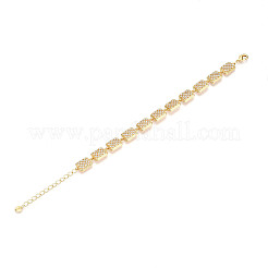 Brass Micro Pave Clear Cubic Zirconia Rectangle Link Chain Bracelets for Women&nbsp;ZIRC-T016-07G