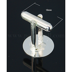 ラックメッキ真鍮のカフボタン  アパレルアクセサリのカフスボタンパーツ  銀  25x15mm&nbsp;LS-KK-E064-01S