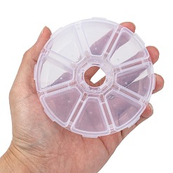 プラスチックビーズ収納ケース  フリップトップビーズ収納  8のコンパートメント  ホワイト  10.5x10.5x2.8cm&nbsp;C008Y