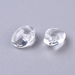 ガラスチャーム  オーバル  透明  8x6x4mm  穴：1mm&nbsp;GLAA-H016-13M-10