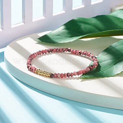 Natural Malaysia Jade(Dyed) Rondelle Beaded Stretch Bracelet with Brass&nbsp;BJEW-JB07967-04