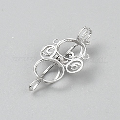スターリングシルバービーズケージペンダント  プラチナ  22.5x22x11mm  穴：1.8mm&nbsp;STER-WH0008-87