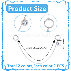 4Pcs 2 Styles Heart Brass Rhinestone Boot Strap Chains&nbsp;HJEW-DR00223