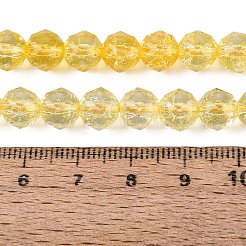 クラックル透明ガラスビーズ連売り  模造ゼリー  ラウンド  多面カット  ゴールド  7.5~8mm  穴：0.8~1.5mm  約48~49個/連  13.98~14.57インチ（35.5~37cm）&nbsp;GLAA-Q108-02A-15