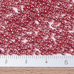 MIYUKIラウンドロカイユビーズ  日本製シードビーズ  11/0  （rr324)透明クランベリーツヤ  2x1.3mm  穴：0.8mm  約5500個/50g&nbsp;SEED-X0054-RR0324