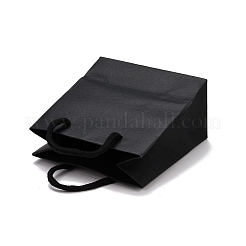 長方形の紙袋  ハンドル付き  ギフトバッグやショッピングバッグ用  ブラック  12x11x0.6cm&nbsp;ABAG-E004-01A