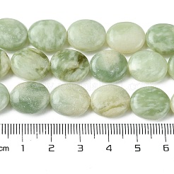 天然岫岩のヒスイのビーズ連売り  フラットオーバル  13~14x12x5.5~6mm  穴：1.2mm  約29個/連  15.83''（40.2センチメートル）&nbsp;G-K365-B11-02