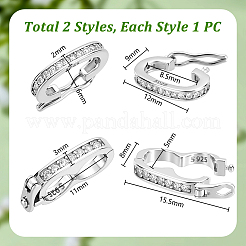 2Pcs 2 Styles 925 Sterling Silver Twister Clasps&nbsp;STER-GA0001-12P