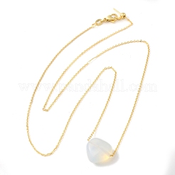 Opalite Heart Pendant Necklace with Golden Alloy Cable Chains&nbsp;NJEW-G116-01E