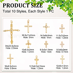 10Pcs 10 Styles Brass Micro Pave Cubic Zirconia Charms&nbsp;KK-GA0002-21G