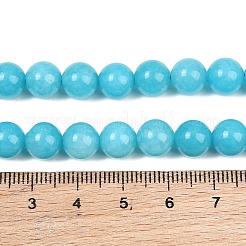 染め加工天然石ホワイトジェイドビーズ連売り  スムーズなラウンド  ライトスカイブルー  8mm  穴：0.9~1mm  約48~50個/連  14.96''~15.35''（38~39センチメートル）&nbsp;GG-CBAD029-A07-8mm