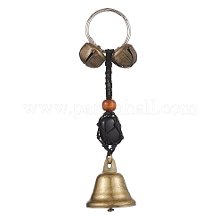 Braided Nylon Thread Pouch Natural Obsidian Pendant Decorations&nbsp;HJEW-JM02103
