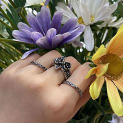 3Pcs Flower Brass Stackable Finger Rings for Women&nbsp;FS-WG45278-04