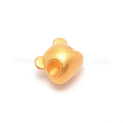 つや消し合金ビーズ  虎  ゴールドカラー  11.5x12.5x11mm  穴：4mm&nbsp;PALLOY-WH0094-10