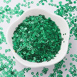 オーナメントアクセサリープラスチック製スパンコール/スパンコールビーズ  リング  グリーン  2x0.1mm  穴：0.8mm&nbsp;PVC-E001-06-YD02