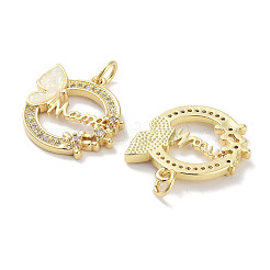 Brass Micro Pave Clear Cubic Zirconia Pendants&nbsp;KK-L213-028G