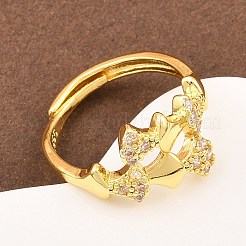Brass Micro Pave Cubic Zirconia Adjustable Finger Rings for Women&nbsp;RJEW-Z113-27G