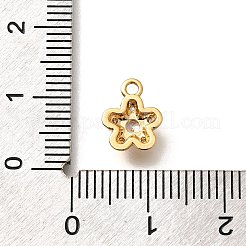 真鍮製マイクロパヴェキュービックジルコニアチャーム  花  18KGP本金メッキ  10x8x3mm  穴：1.5mm&nbsp;KK-K294-20G