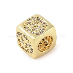 真鍮マイクロペーブクリアキュービックジルコニアヨーロッパビーズ  キューブ  蟹座  8x8x7.5mm  穴：4.5mm&nbsp;LS-KK-K368-01G-04