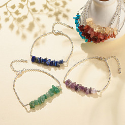 7Pcs 7 Style Natural & Synthetic Mixed Gemstone Chip Beaded Bracelets Set&nbsp;BJEW-JB08082