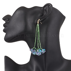 Brass Glass Dangle Stud Earrings&nbsp;EJEW-TA00711-03