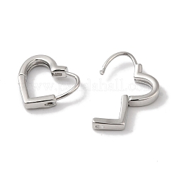 女性用ハート真鍮フープピアス  プラチナメッキ  12x2mm&nbsp;EJEW-U008-04P