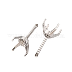 304ステンレススチールスタッドピアス金具  ステンレス鋼色  トレイ：6mm  12x7mm  ピン：0.8x8mm&nbsp;STAS-B091-02A-06P
