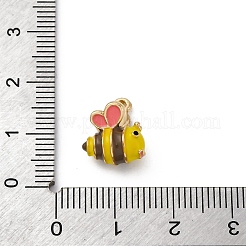合金エナメルチャーム  ミツバチのチャーム  ゴールドカラー  ゴールド  14x11x10mm  穴：1.5mm&nbsp;ENAM-E362-02E