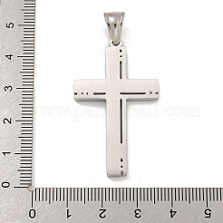 304ステンレスペンダント  クリスタルラインストーン付き  クロスチャーム  ステンレス鋼色  42x25x3mm  穴：7.5x4.5mm&nbsp;STAS-D110-21AS