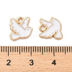 合金エナメルチャーム  ライトゴールド  鳩のチャーム  ミックスカラー  10.5x10x1.2mm  穴：1.4mm&nbsp;ENAM-B062-04KCG