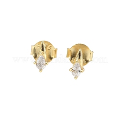 925 Sterling Silver Clear Cubic Zirconia Stud Earrings&nbsp;EJEW-Q032-01F-G